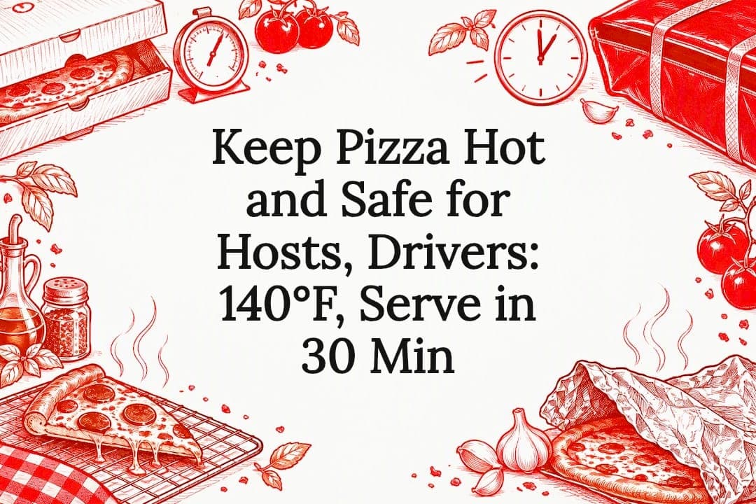 Keep Pizza Hot and Safe for Hosts, Drivers: 140°F, Serve in 30 Min